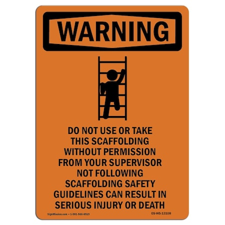 OSHA WARNING Sign, Do Not Use Or Take W/ Symbol, 5in X 3.5in Decal, 10PK